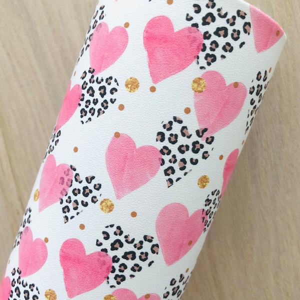 Leopard Hearts, Pink Hearts, Valentine, Smooth Faux Leather, Materials for Making Hair Bows, Earrings, 12x8, 12x26, Click to see more NOW!