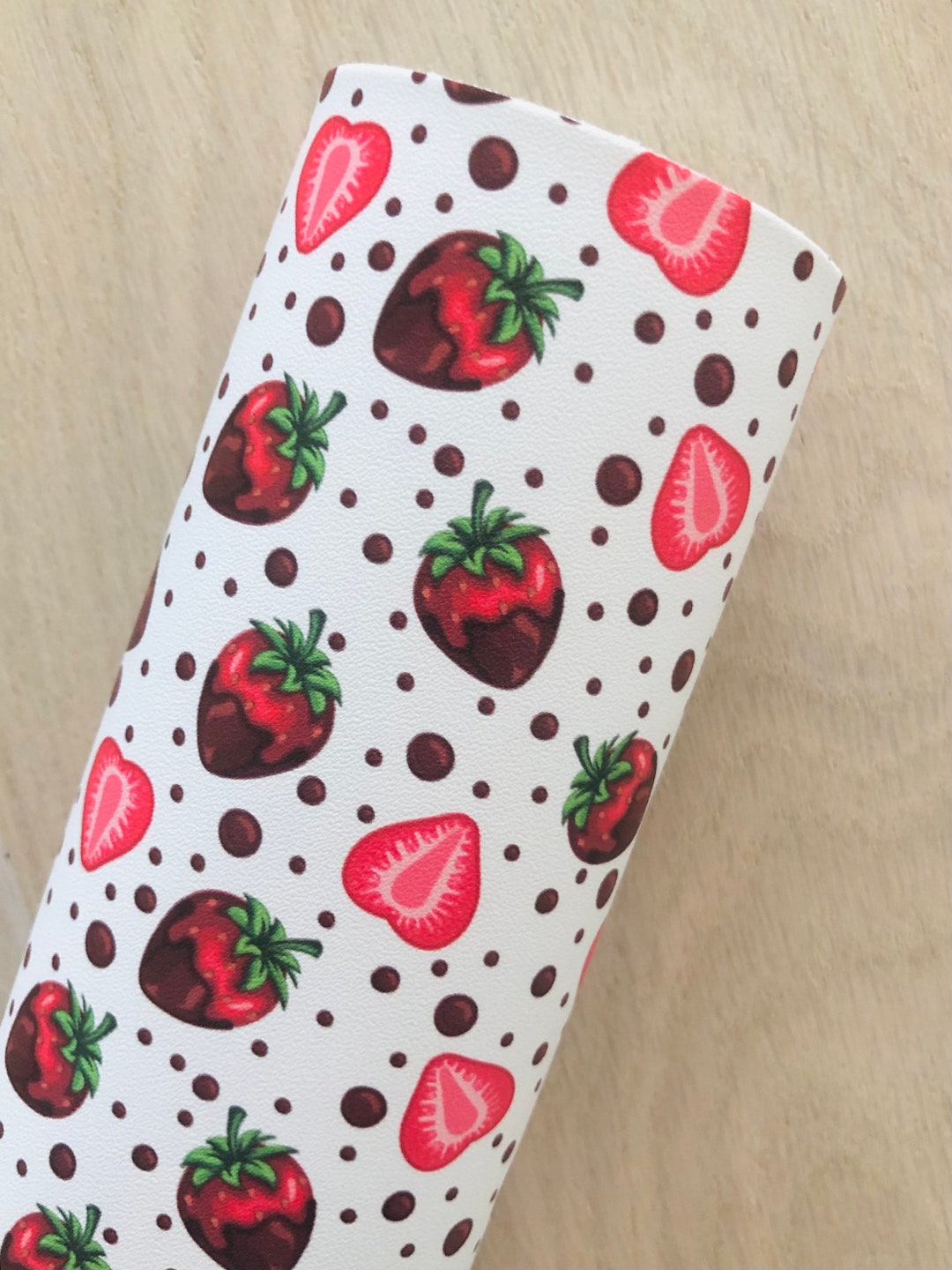 Chocolate Covered Strawberries, Printed Smooth Faux Leather for Hair