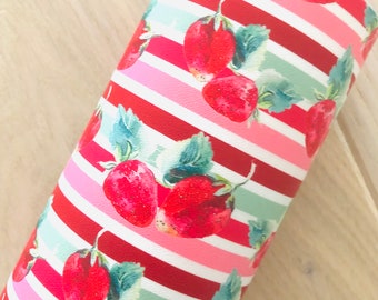 Strawberries Smooth Faux Leather, 11.5x8