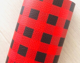 Pebbled Faux Leather, Buffalo Plaid, Red and Black Plaid, 12x8, 12x26