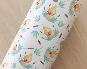 Ducks, Ducklings, Printed Smooth Faux Leather, Materials for Making Hair Bows, Earrings, Printed Vinyl, 12x8, 12x26