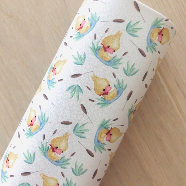 Ducks, Ducklings, Printed Smooth Faux Leather, Materials for Making Hair Bows, Earrings, Printed Vinyl, 12x8, 12x26