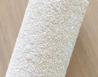 White Glitter Fabric, Iridescent White Glitter Fabric, White Glitter Fabric, Materials for Making Hair Bow and Earrings, 12x8, 12x26