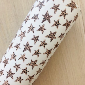 Stars, Leopard Stars, Printed Smooth Faux Leather Sheet, Hair Bows and Earrings Supplies, Felt Backing, Fast Shipping, 12x8, 12x26