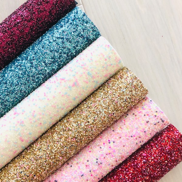 Glitter Fabric with Pearl Beads, Iridescent Glitter Fabric, Hair Bow and Earrings Materials, White, Gold, Pink, Red, Blue, Maroon, 12x8