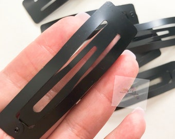Set of 10 Snap Clips, 80MM, 3inch, Metal Snap Clips, Hair Clips, Rectangle Snap Clips, Square Snap Clips, Girls Snap Clips, Black Hair Clips