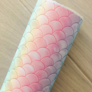 Rainbow Mermaid Scales, Printed Faux Leather, Bow and Earring Supplies, Printed Vinyl, Vegan Leather, Synthetic Leather, 12x8, 12x26