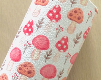 Mushrooms Faux Leather, 12x8, 12x26, 12x52, Hair Bow and Earring Supply, Craft Vinyl
