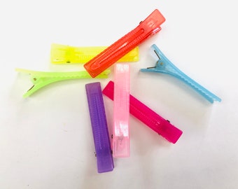 60mm, Set of 10 Plastic Hair Clips, Alligator Clips with Teeth, Flat Top Hair clips , Alligator Clips, Clips for Pool Bows