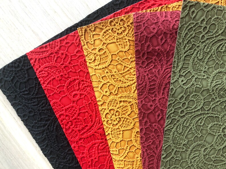 Lace Embossed Faux Leather Sheet Textured Floral Materials Etsy