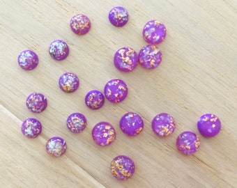 Purple and Gold Leaf Opal, Earring Supplies, Resin Cabochon, Jewelry Supplies, Round Bezel, Resin, Set of 10pcs, 5 Pairs, 12mm, 10mm