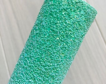 Iridescent Green Chunky Glitter Fabric, 12x8, 12x26