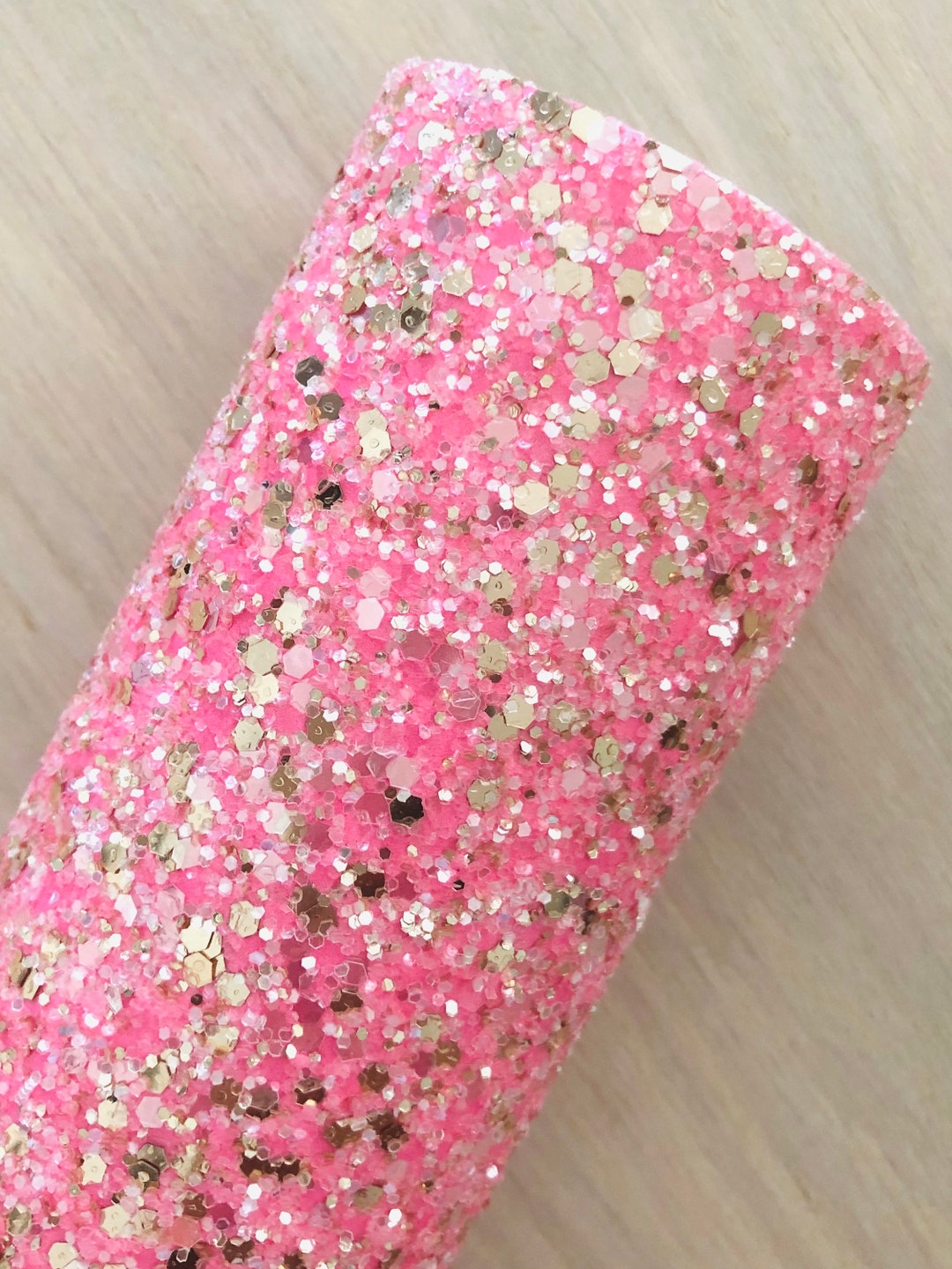 Pink Chunky Glitter Fabric Gold Glitter Fabric Iridescent Etsy