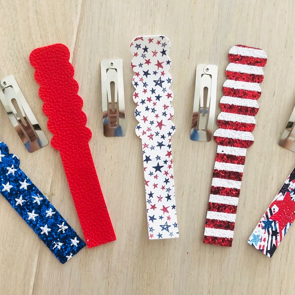 Snap Clip Covers, Independence Day, July 4th, Set of 5, Hair Clip DIY, Girl's Hair Accessories, Kid Craft Kit, DIY Kit, Die Cut Hair Clip