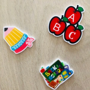 Back to School, Pencil, ABC, Planar Resin, Flat Back Resin, Set of 2, Bow Centers