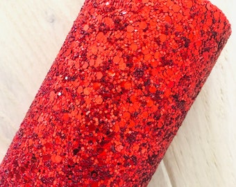 Red Chunky Glitter Fabric, 11.5x8, 12x26, 12x52