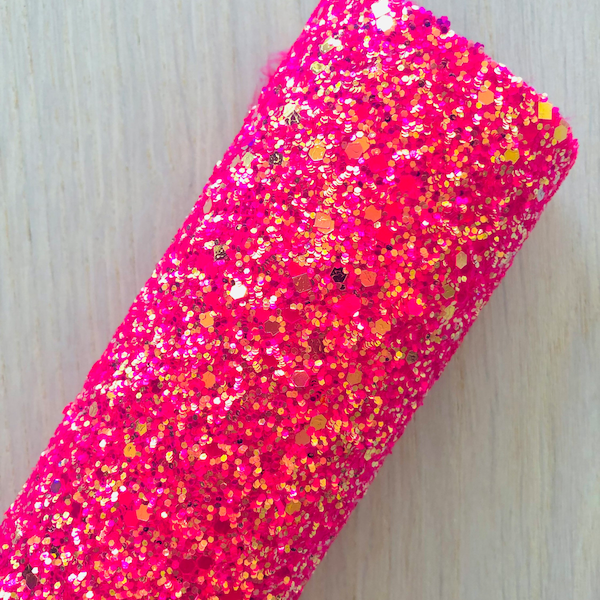 Pink and Gold Chunky Glitter Fabric, Glitter Fabric for Making Hair Bows, Earrings, Pink Faux Leather, 12x8, 12x26