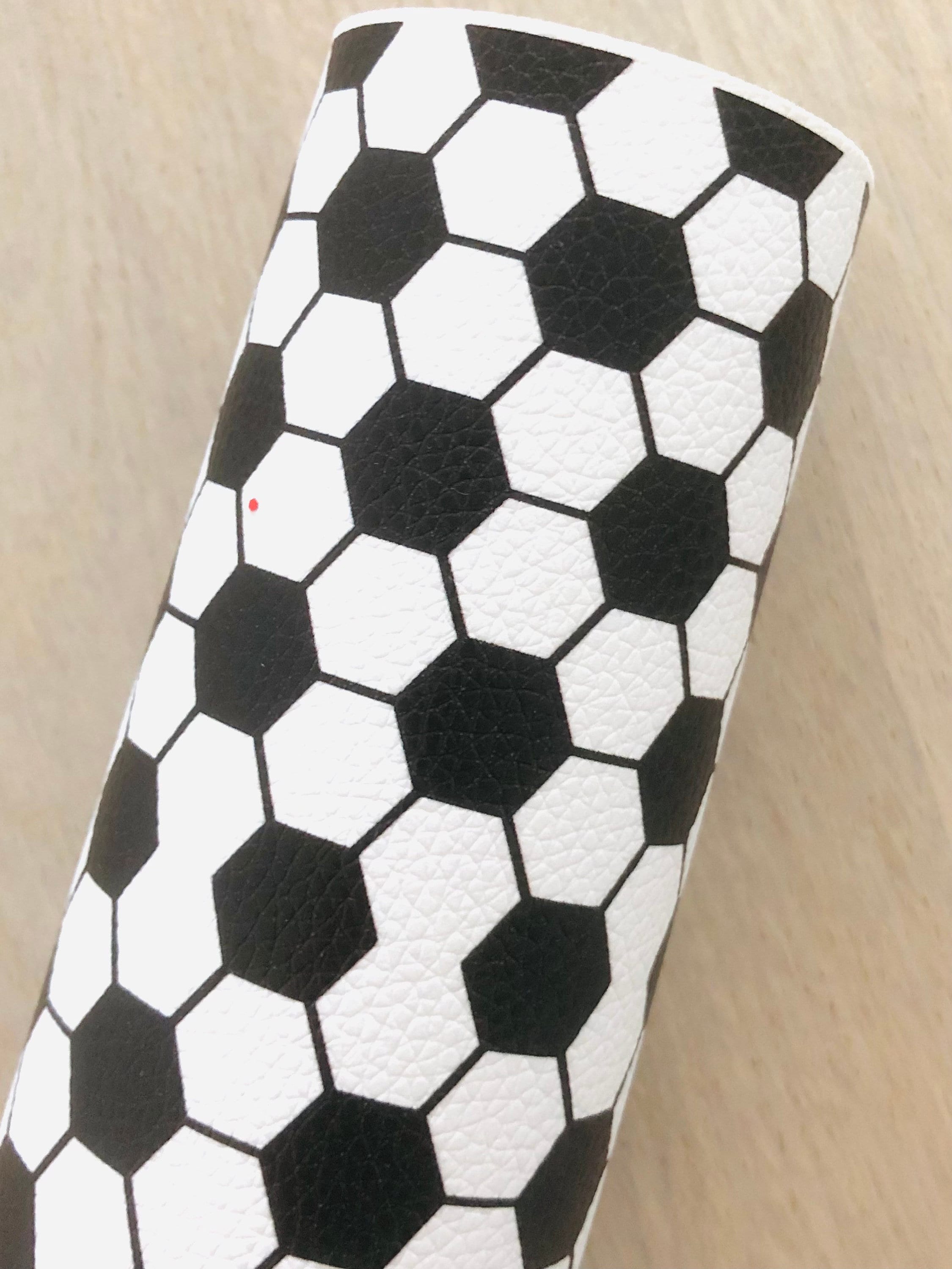 Sports, Soccer, Printed Pebbled Faux Leather, Material for Making Hair Bows, Earrings, Printed Vinyl, 12x8, 12x26