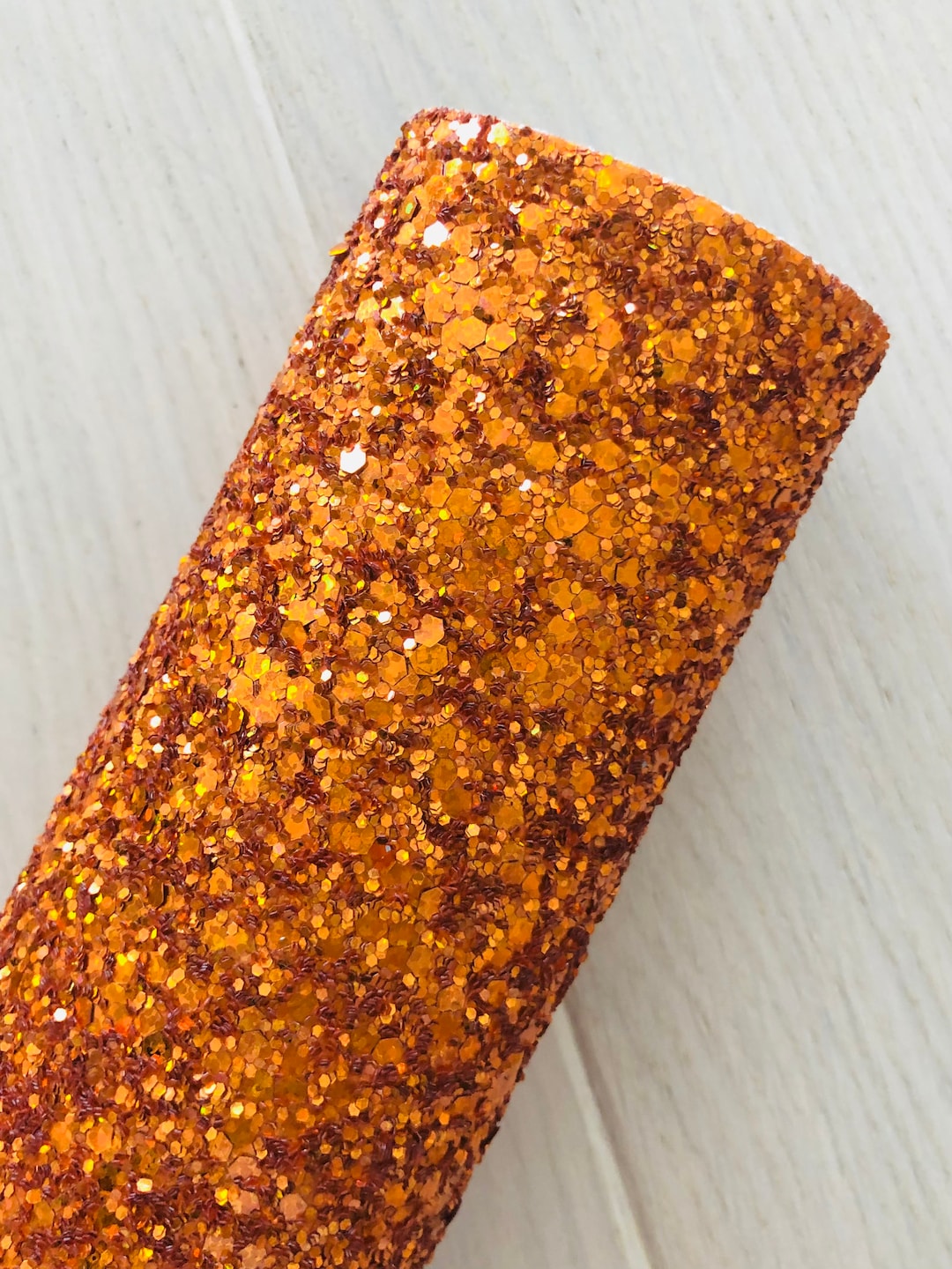 Orange Chunky Glitter Fabric, Hair Bow Glitter Fabric, Earring Glitter