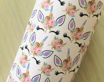 Unicorn with Floral, Smooth Faux Leather, 12x8, 12x26, 12x52