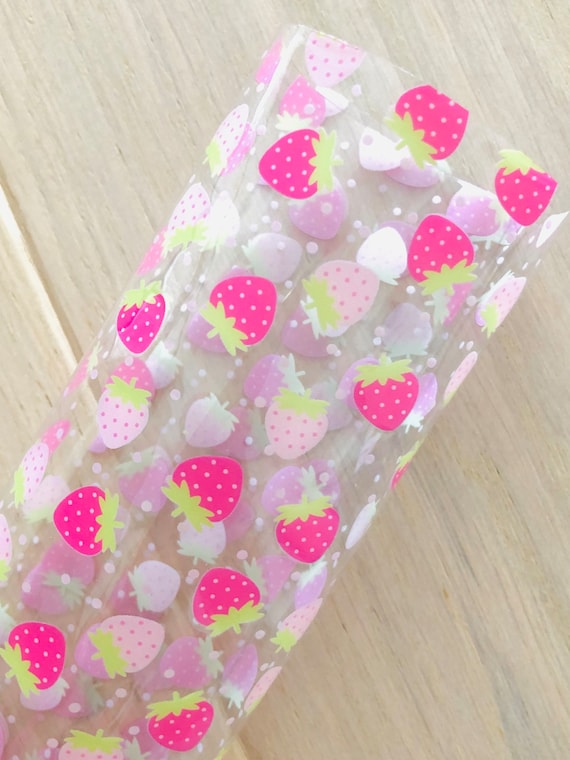 Strawberries, Clear Waterproof Vinyl, Pool Bow, Jelly Sheet, 0.5mm, 11.5x8, 11.5x23