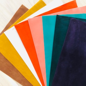 Double Sided Velvet Fabric Sheet, Velvet for Hair Bows and Crafts, Purple, Forest Green, Teal, Apricot, Orange, Ivory, Mustard Yellow, Brown