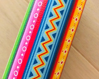 Princess Stripe Design, Color Stripes, Diamond, Zigzag, Pebbled Faux Leather, 12x8
