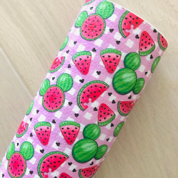 Watermelon, Summer, Fruits, Printed Pebbled Faux Leather Sheet, Printed Vinyl, Hair Bow and Earring Making Material, 12x8, 12x26