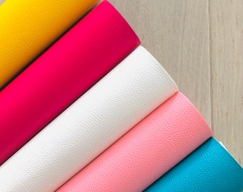Solid Color Textured Faux Leather, Yellow, Pink, White, Teal, 12x8