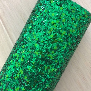 Green Chunky Glitter Fabric, Green Glitter Fabric, Green Faux Glitter Fabric, Supply for Making Hair Bows, Earring, 12x8, 11x26, Felt Back