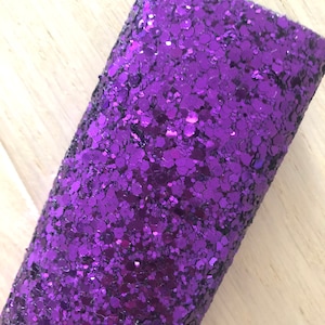 Purple Chunky Glitter Fabric, Glitter Fabric, Glitter Faux Leather, Supply for Making Hair Bows and Earrings, 12x8, 12x26
