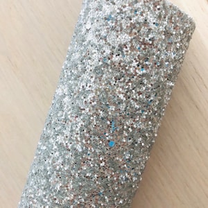 Silver Chunky Glitter Fabric, Supply for Making Hair Bows, Earrings, Silver Faux Glitter, Felt Backing, 12x8, 12x26