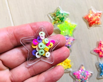 Stars, Bow Center, Shaker Star Charms, Hair Clip Making Supplies, Hair Accessories Supplies, Waterproof, Confetti, Embellishment, Set of 2