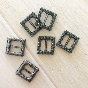 Black Square Rhinestone Buckle Slider, Set of 5, Hair Bow Centers, Santa Bows, Approximately 0.625 inch. Click to see more!!