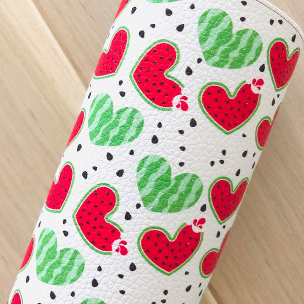 Watermelon, Summer, Fruits, Printed Pebbled Faux Leather Sheet, Printed Vinyl, Hair Bow and Earring Making Material, 12x8
