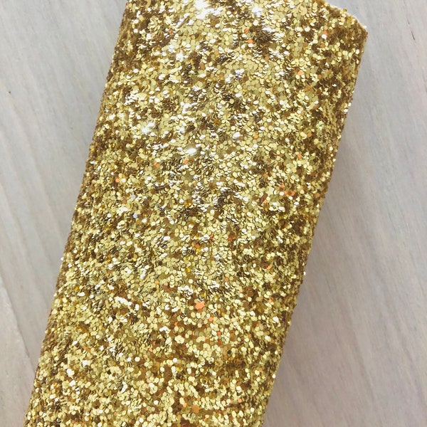 Bright Gold Glitter Fabric, Supplies for Making Hair Bows, Earrings, Twill Backing, 12x8, 12x26