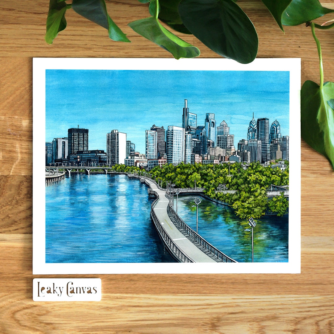 Art Print Philly Skyline Philadelphia Unframed Artwork Wall Art Modern