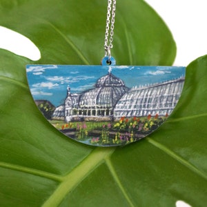 Handpainted Pendant Necklace | Phipps Conservatory Botanical Gardens  | Watercolor | Handmade Necklace | Lasercut Wood |  Pennsylvania