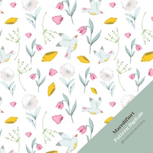 PATTERN DIGITALE - un mare di fiori - mare - fiori - illustrazione - seamless - digital download -textile design - clipart