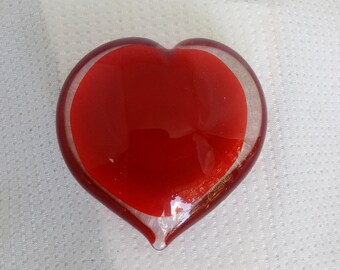 Murano Italian Art Glass Heart Dish Valentine Gift For Her Vintage 1960s Amber Gold Sculptured Footed Candy Heart Dish