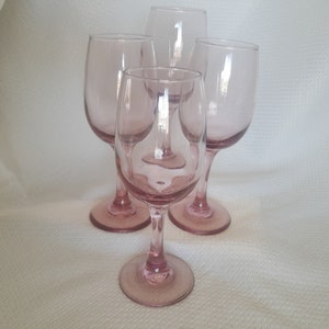 PINK LIBBEY GLASSES!  Vintage Premier Plum Rose Pink Wine Glass Goblets by Libbey