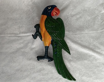 WALL PARROT!  Green Yellow and Blue Wall Plaque Parrot