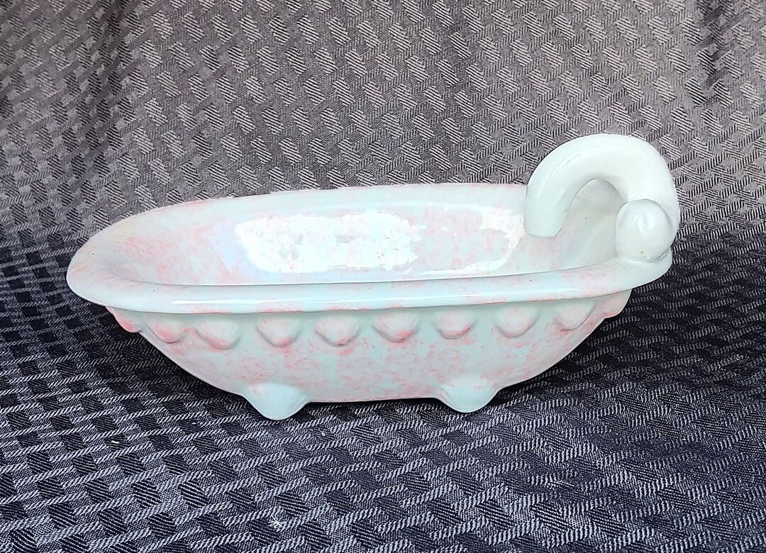 Pink Speckled Ceramic Bathtub Shaped Soap Dish Etsy
