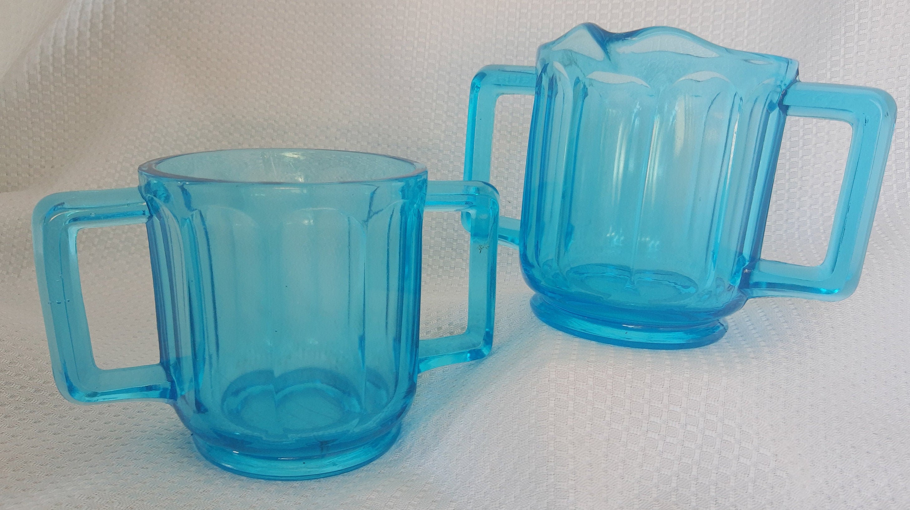 Turquoise Blue Glass Sugar Bowl and Creamer Set Etsy