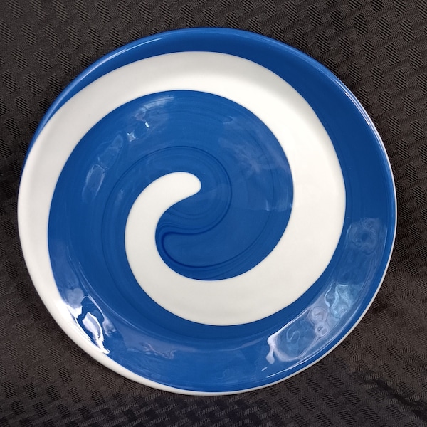 Yalos Casa Murano Blue White Swirl Art Glass Charger Plate Italy