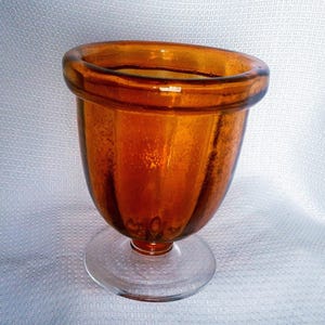 Amber and Clear Bullicante Bubble Glass Pedestal Compote Candy Dish