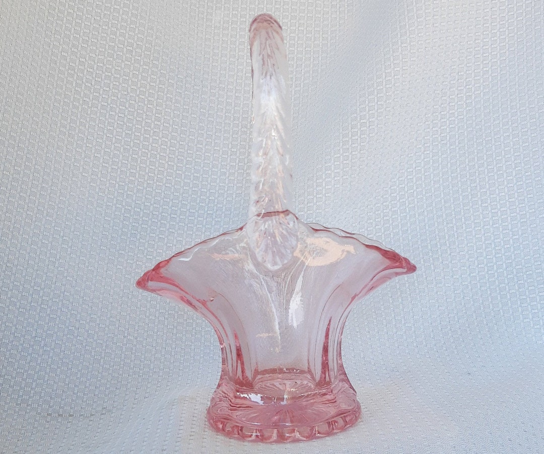 PINK GLASS BASKET Small Vintage Pink Westmoreland Elegant Art Etsy