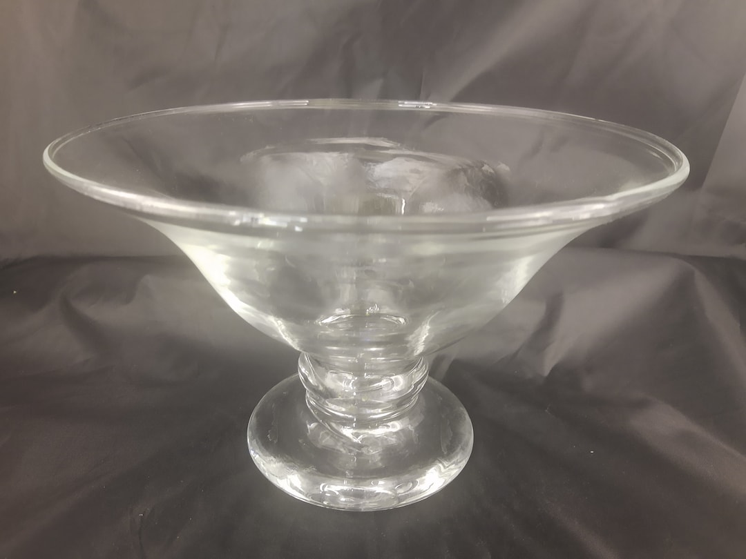 Vintage Clear Glass Pedestal Bowl Compote Etsy
