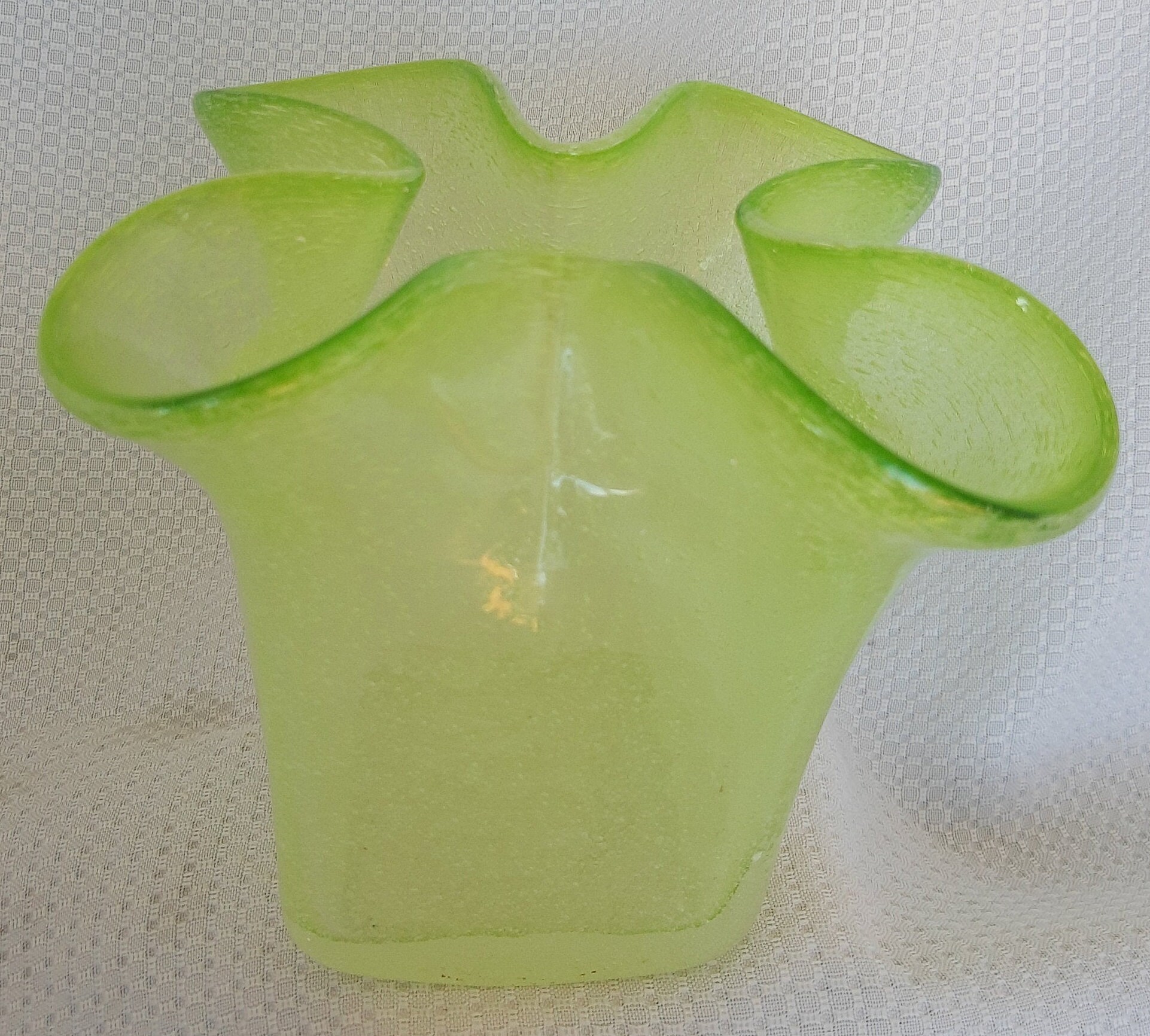 Hand Blown Green Bubble Glass Candle Holder Square Etsy