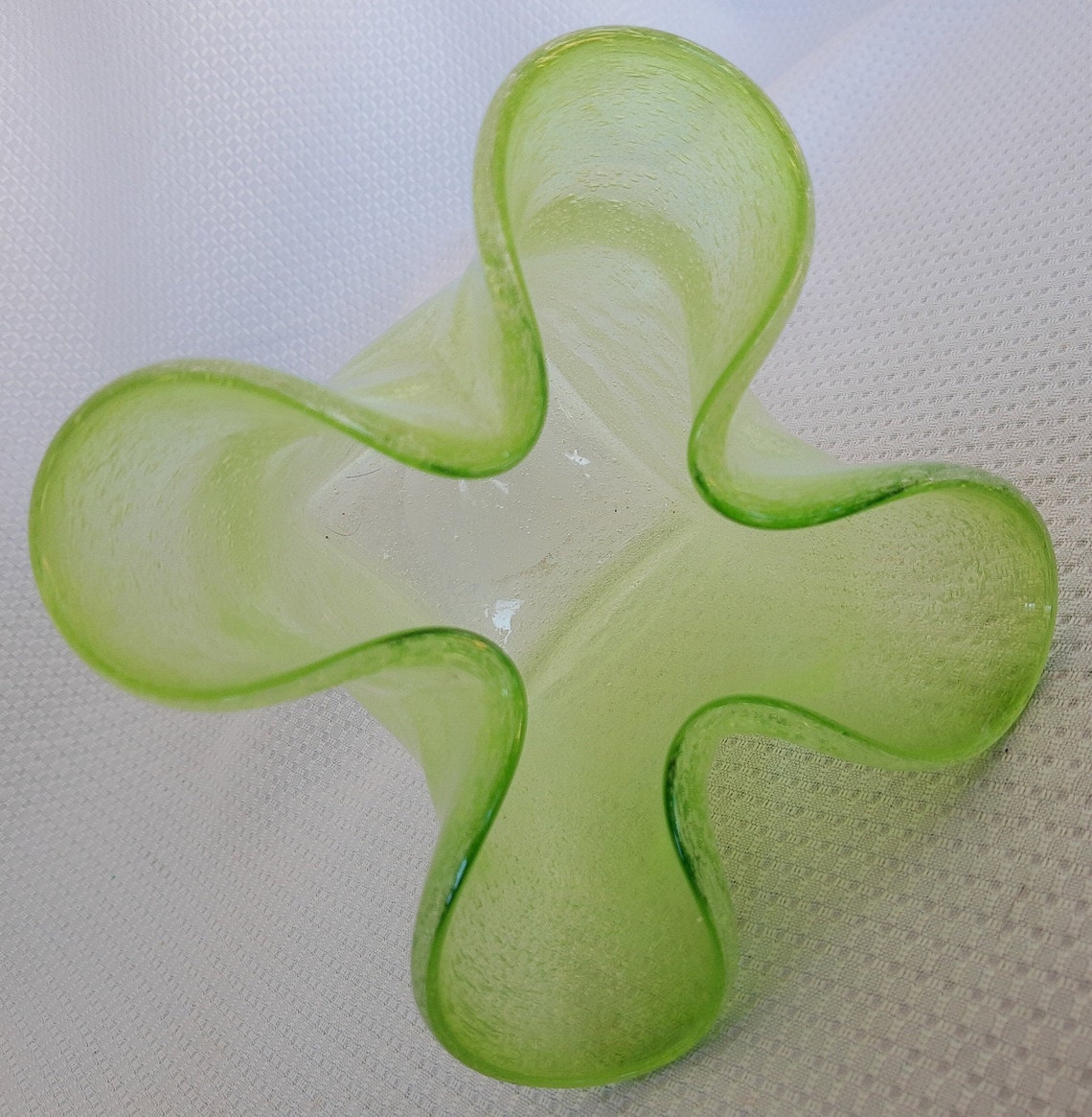 Hand Blown Green Bubble Glass Candle Holder Square Etsy